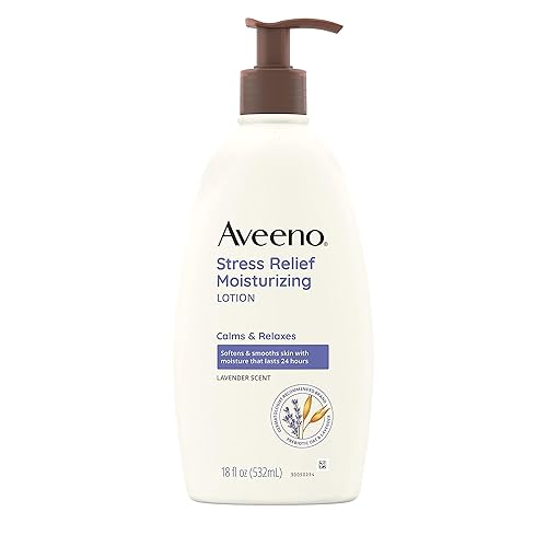 Aveeno Loción corporal hidratante para aliviar el estrés con aroma a lavanda, avena natural para calmar y relajar, loción diaria para aliviar el