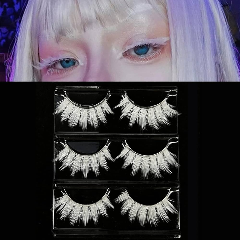 カツルミ　Pray Amazon.com: White Lashes MUQIU37 White False Eyelashes