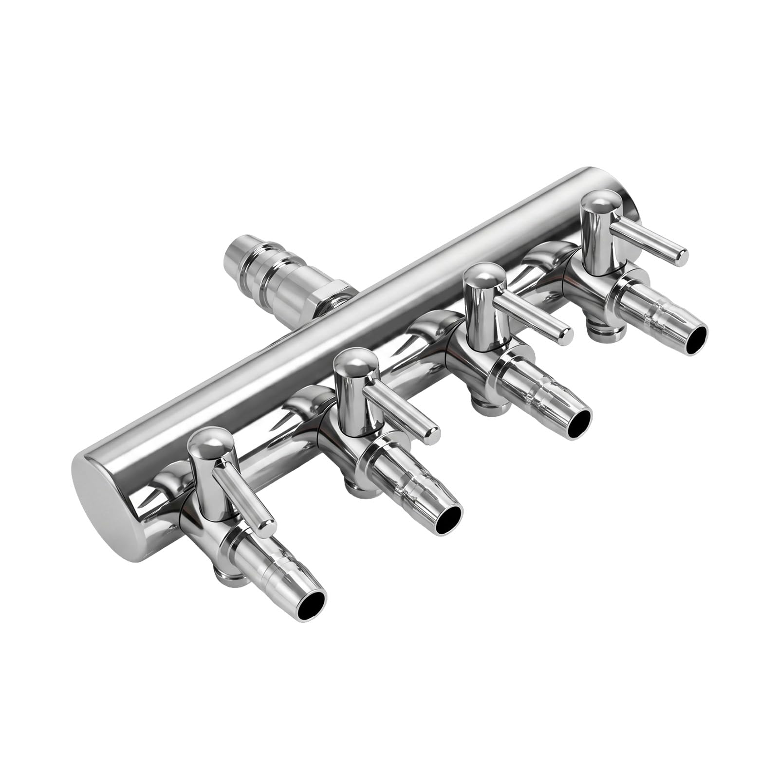 4 Way Aquarium Air Splitter with Independent Control Levers, Anti Leak Stainless Steel Fish Tank Air Pump Control Valve Manifold, Even Airflow Distributor for Multi Tank Oxygen Tube