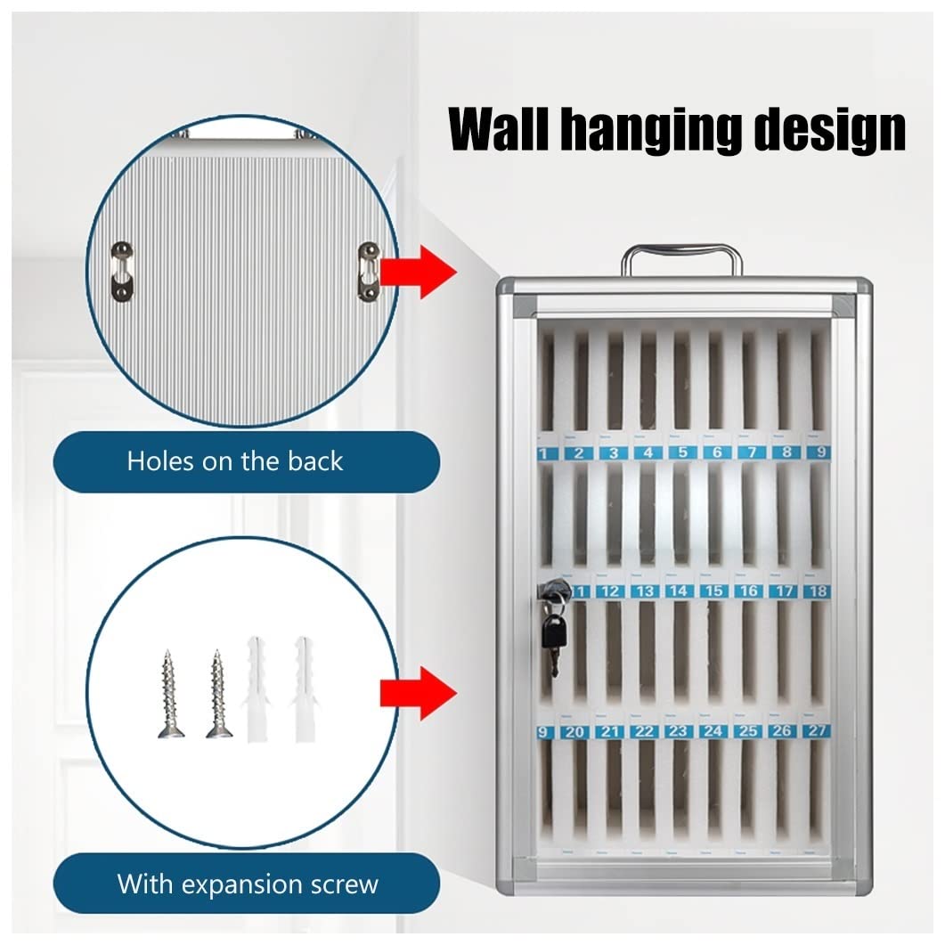 Supporto da parete per telefono con 48 slot bloccabili, versatile scaffale per dispositivi mobili per casa, ufficio e aula - e soluzione salvaspazio