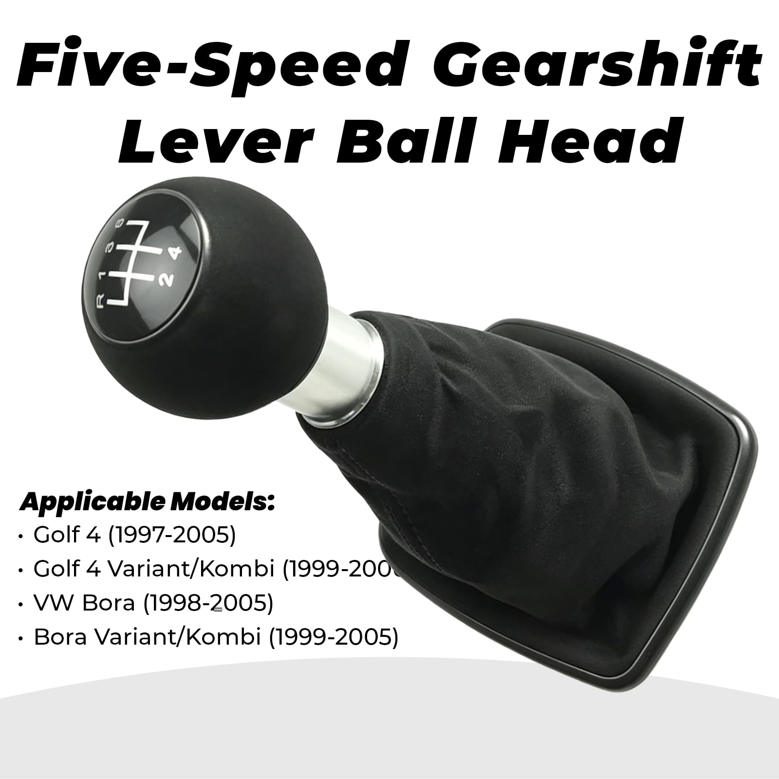 12 mm 5 Gang Schaltknauf Schaltsack für Golf 4 Variant Bora Variant 1997-2005 Schwarz mit Rahmen