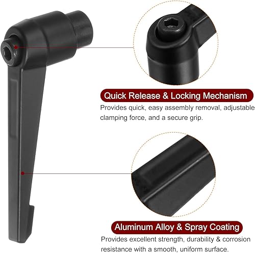 Miniatura 4 de HARFINGTON 6 manijas de palanca de sujeción ajustables M10 hembra, perillas de rosca giratorias con bloqueo de tornillo de liberación rápida, mango