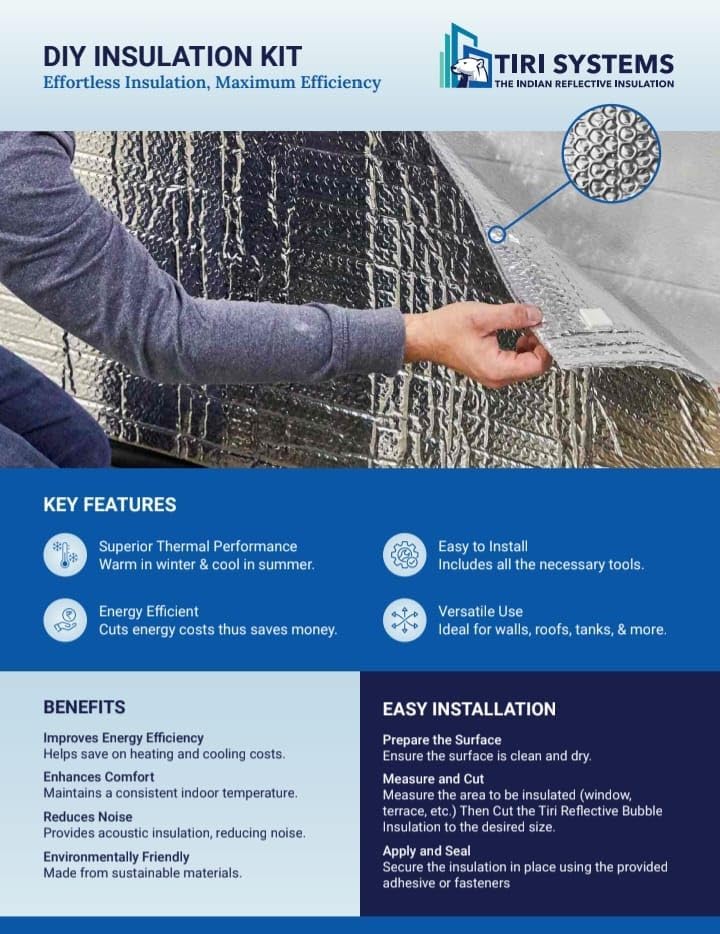 Image of DIY Insulation Kit Thickness -8MM, L- 4 MTR, W-1.25 MTR with Silver foil Tape 2 inch x20mtr Reflective Bubble Insulation - The Easy Solution to Keep Your Home Cool and Comfortable