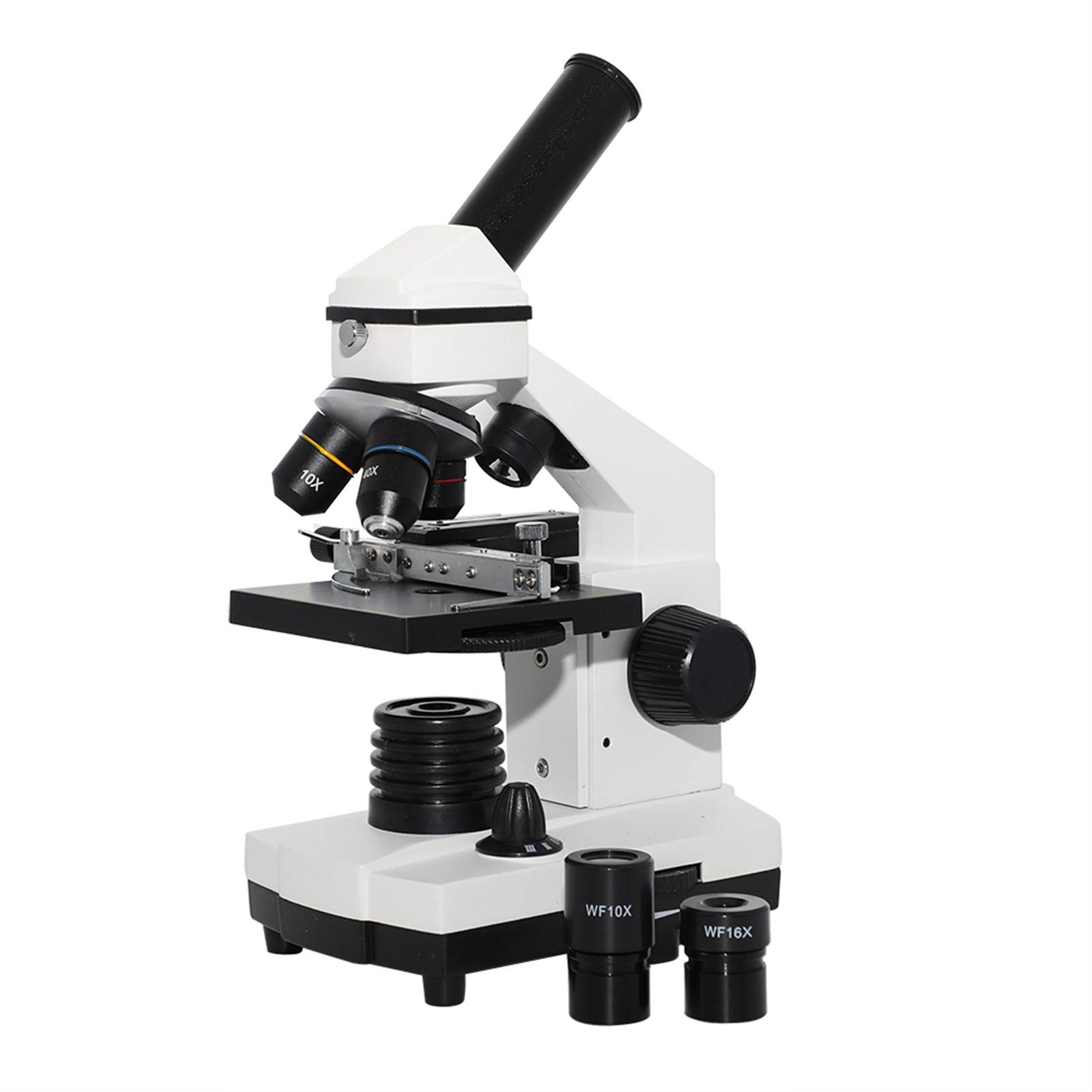 LNHHG Microscope，Metal Monocular Biological Microscope 64X-640X with Up/Bottom LED Student Science