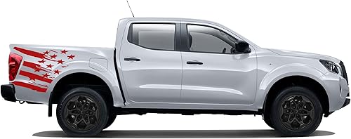 Bed Tatter US Flag Graphic Stickers Decals Compatible with Nissan Navara Np300 Red