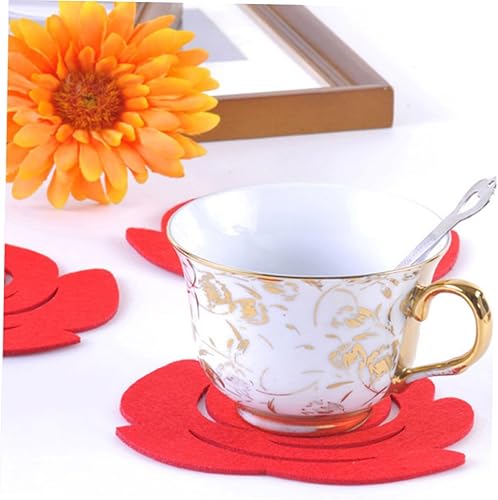 Miniatura 5 de PRETYZOOM Posavasos de moda con aislamiento térmico, posavasos con forma de rosa, no tejidos, tapete de copa, almohadillas para decoración de la