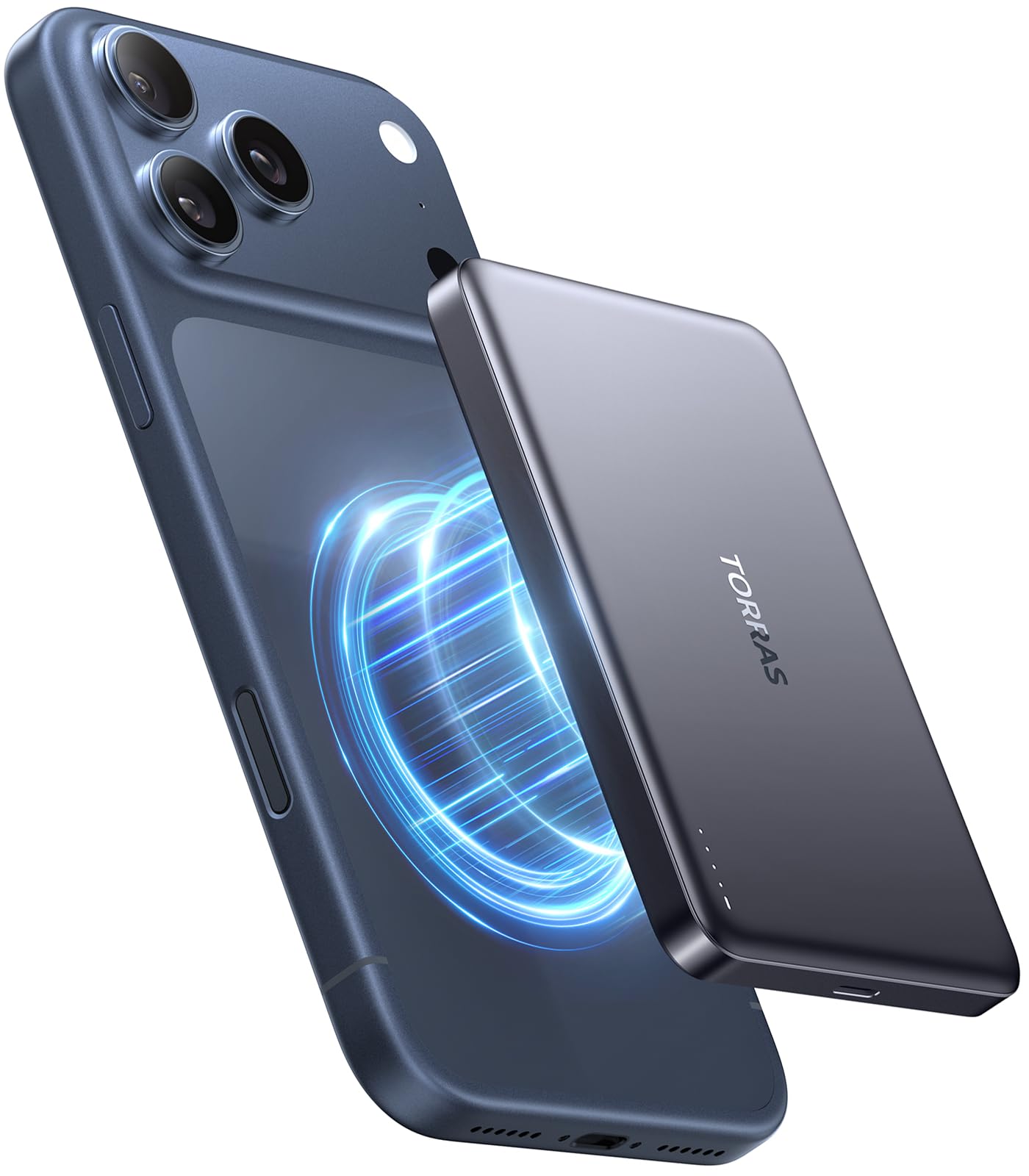 TORRAS MiniMag Power Bank 10000mAh for MagSafe, Fast Charging Magnetic Portable Charger Slim, Wireless Battery Pack with USB-C Cable for iPhone 17 Pro Max/Air/16/15/14/13/12, Gray Titan