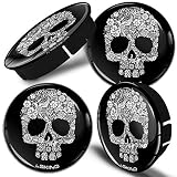 SkinoEu 4 x 60mm Universal Tapas de Rueda de Centro Skull Craneo Tapacubos para Llantas Coche C 80