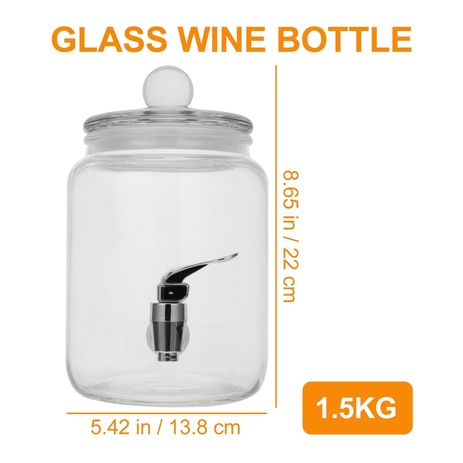 SHINEOFI Dispensador de Bebidas Frías de Vidrio Grifo para Fiestas y Bodas, Diseño Clásico y Funcional para Almacenar y Servir Vodka y Ron