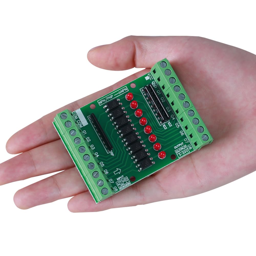 Carte d'isolation optocoupleur 8 canaux, module d'isolation optocoupleur 8 canaux CC 3,3 V 5 V, convertisseur de signal de sortie PNP NPN bas niveau