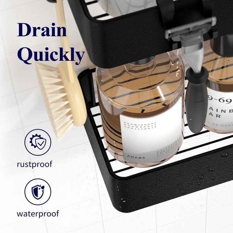 Miniatura 5 de Kitsure Organizador de ducha grande, paquete de 2 organizadores de ducha adhesivos, estantes de ducha sin taladros para ducha interior, estante de