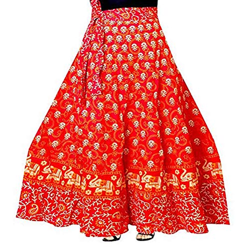 Sai Fashion Jupe Boho Multicolore, Jupe Portefeuille, Jupe Gitane Indienne, Maxi Jupe Bohème Mandala Jupe Coton Hippie Jupe Floral Cover