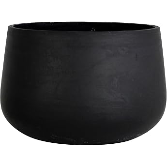 Olly & Rose Matte Black Fibertone Extra Large Plant Pot - XL Flower Pot Indoor Outdoor - 46 cm 18 Inches