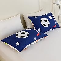 Vista 8 de RYNGHIPY Juego de ropa de cama con temática deportiva para niños, juego de edredón con estampado de baloncesto, fútbol, béisbol, tenis