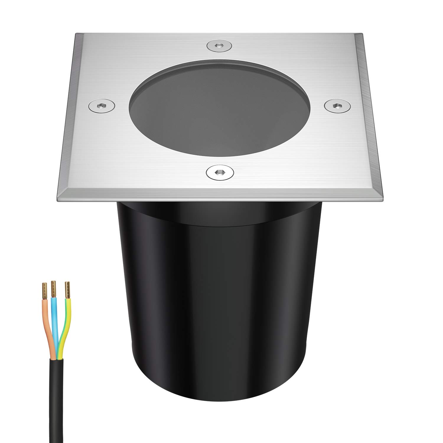 ledscom.de Ground recessed luminaire RELI for Outdoor IP67, Stainless Steel, Angular, 11 x 11cm, 1x GU10 max. 15W