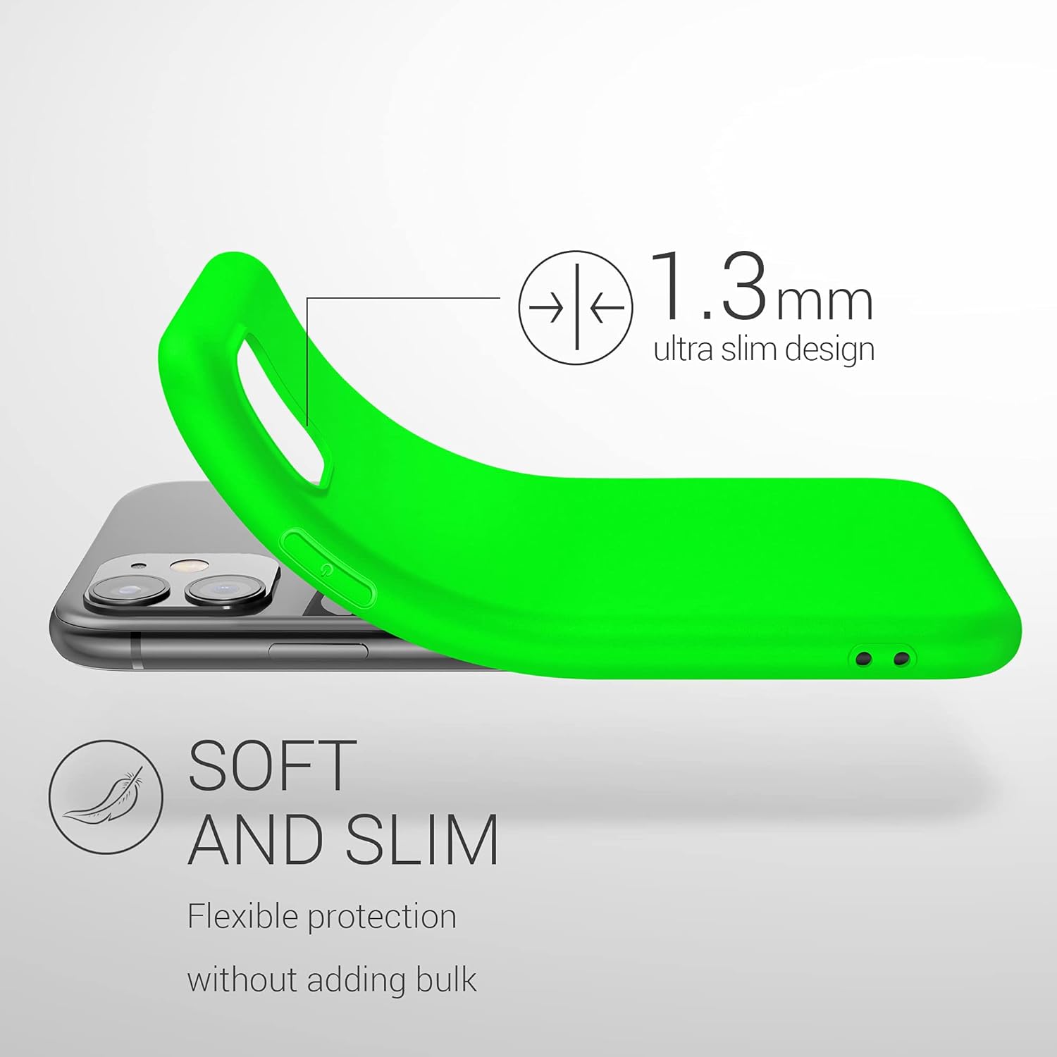 kwmobile Case Compatible with Apple iPhone 11 Case - Soft Slim Protective TPU Silicone Cover - Neon Green 3 612cm4e1YgS. AC SL1500