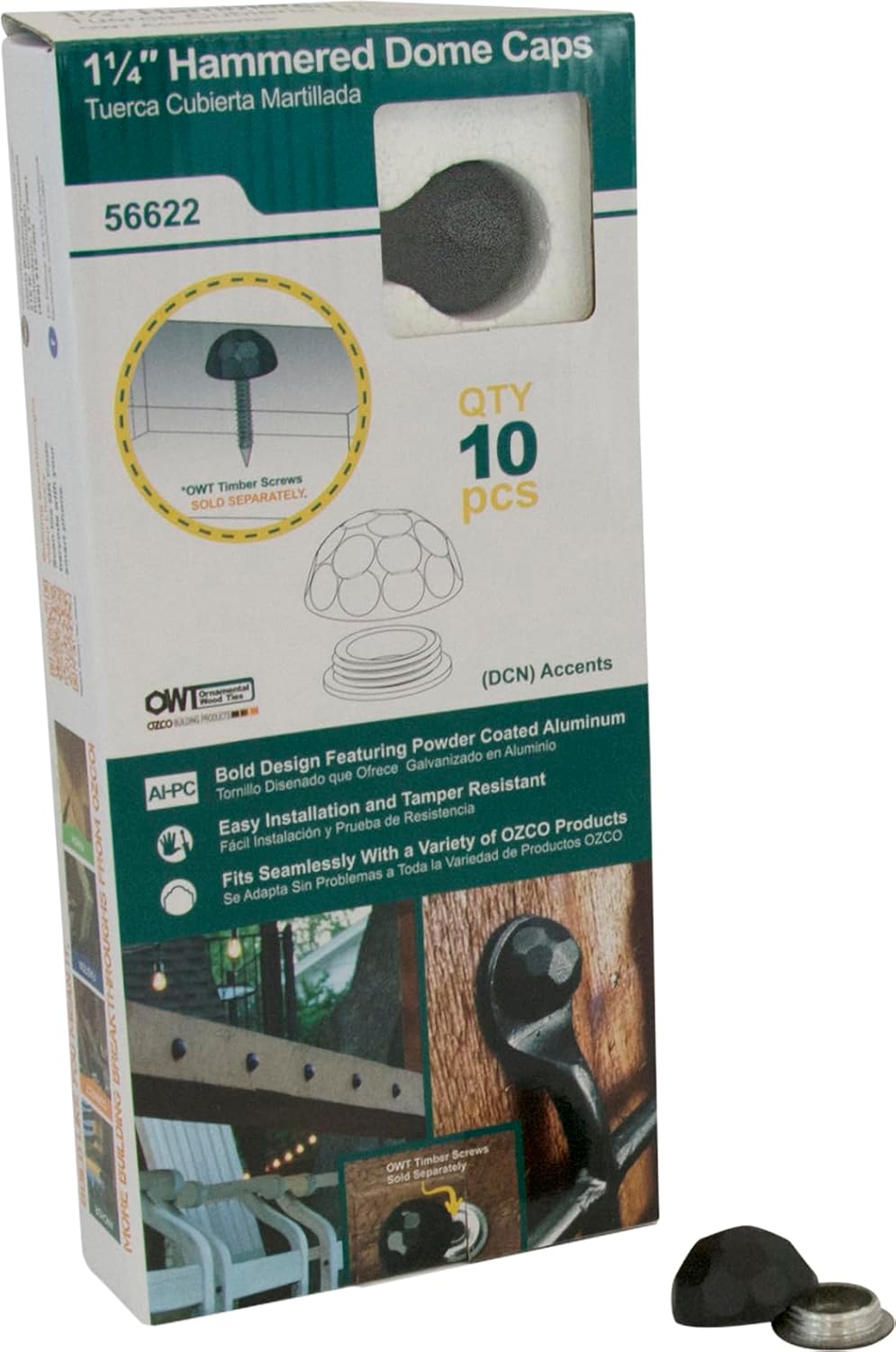 Ozco Building Products 56622 1-1/4-inch Hammered Dome Cap Nut, (10 per Pack)