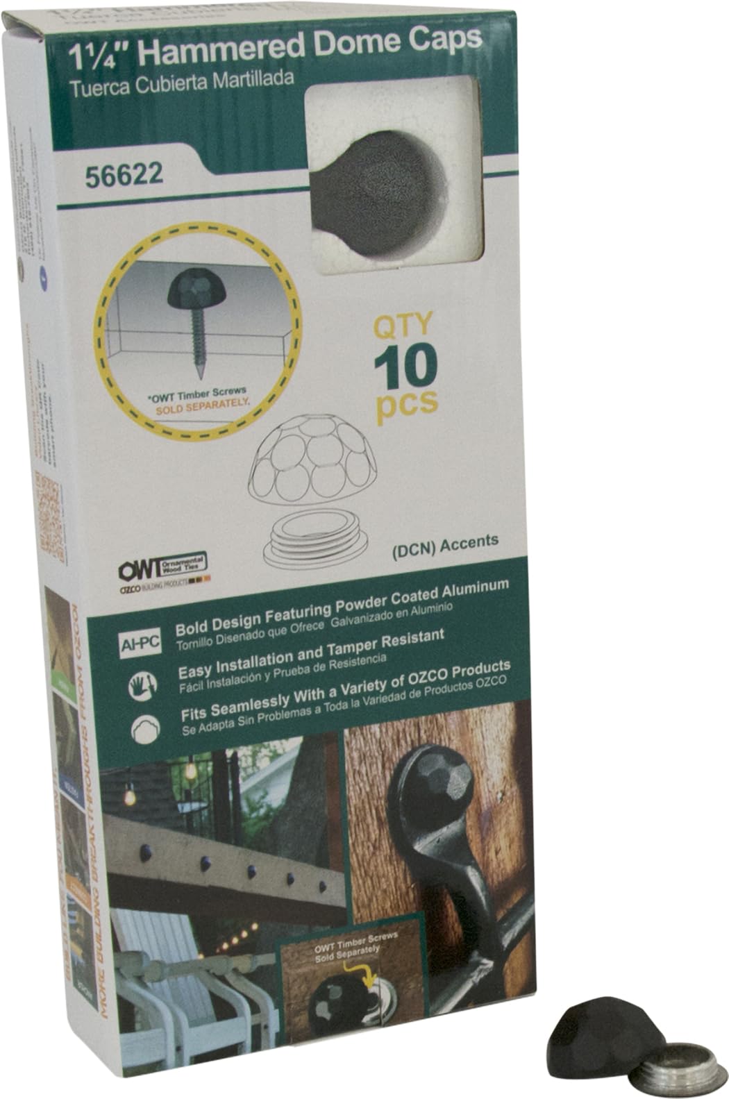 Ozco Hammered Dome Cap Nuts - 10 Pack -2 Ozco Hammered Dome Cap Nuts - 10 Pack -2