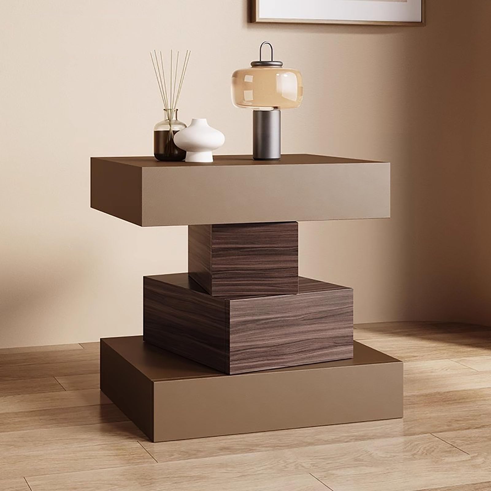 SXZenSpace Modern Creative Nightstand,Minimalist Mid-Century with Drawer Bedside Table Solid Wood Bedroom Furniture for Living Room,B,45x40x50cm(18x16x20inch)
