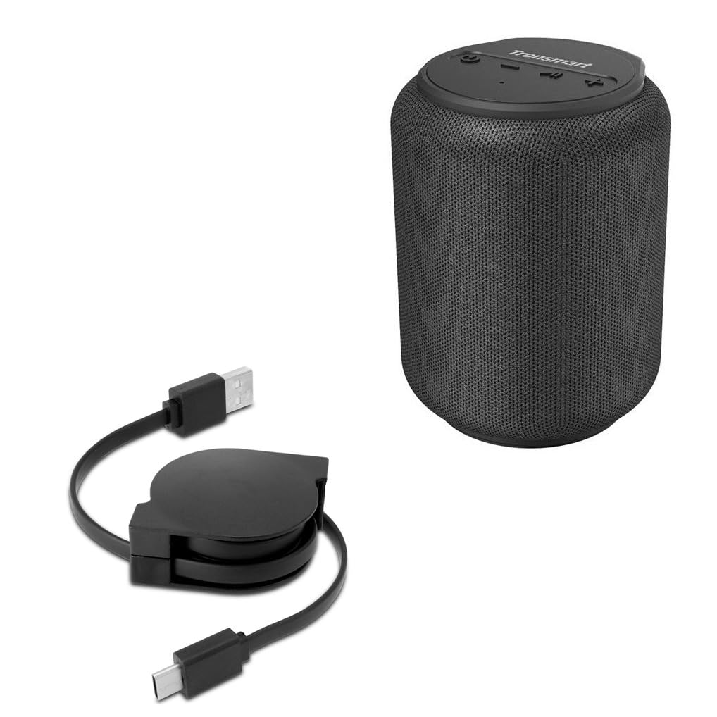 BoxWave Cable Compatible with Tronsmart T6 Mini Upgraded Portable Speaker - miniSync - USB-A to USB Type-C, Retractable Cable - USB-A to USB Type-C