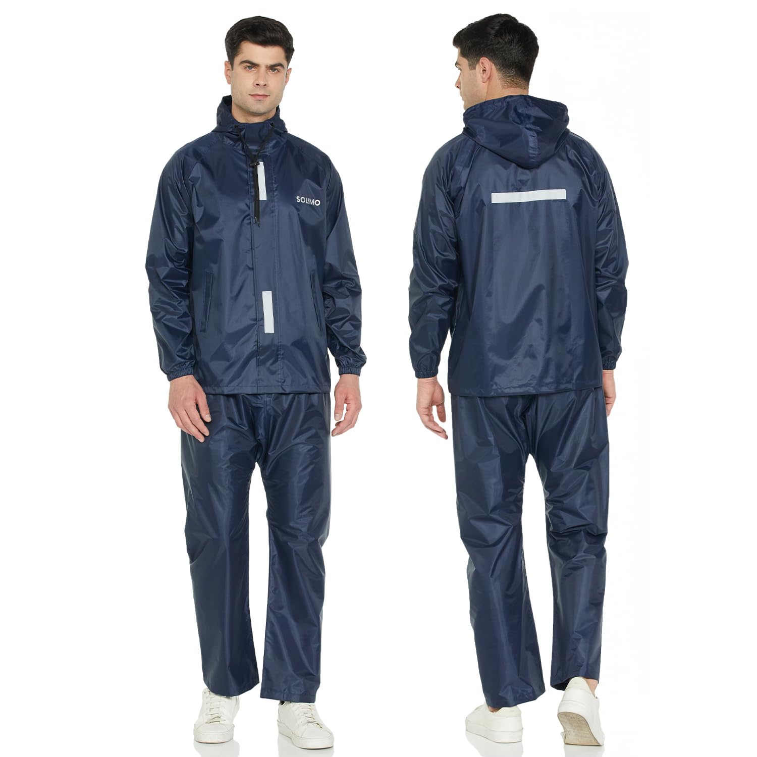 Amazon Brand - Solimo Men's Polyester Water Resistant Casual Style Rain Coat with Pant (Blue, X-Large)-picture-20