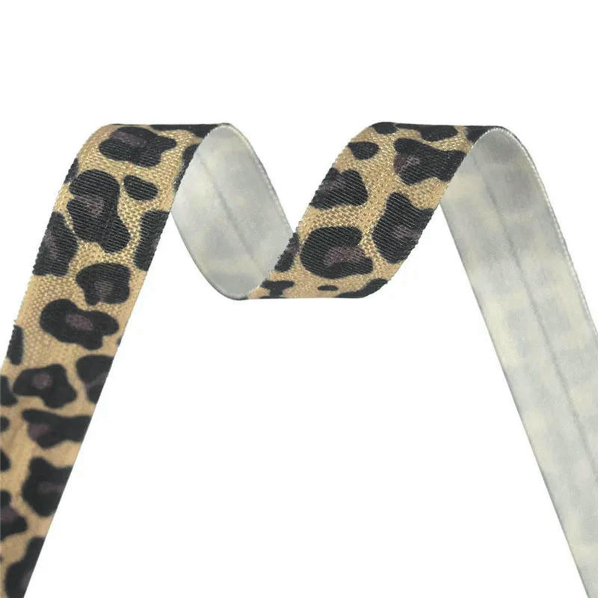 Cinta elástica de licra con estampado de leopardo y corona de encaje de 15 mm, 2,5 y 10 yardas, para coser, 15 mm, 50 yardas
