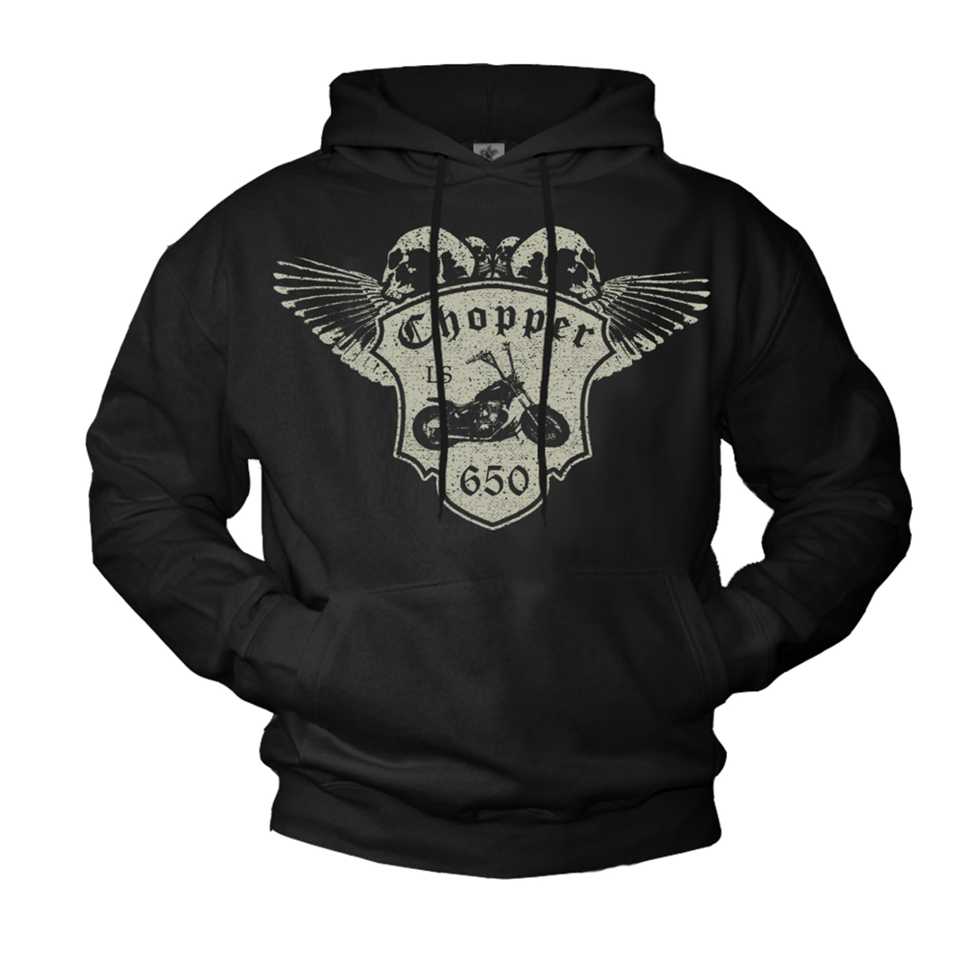 MAKAYA Sudadera Moto Hombre - Hoodie Calavera Chopper
