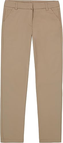 Pantalones Nautica ajustados de sarga para uniforme escolar para niñas, material elástico cómodo, resistente a arrugas y decoloración