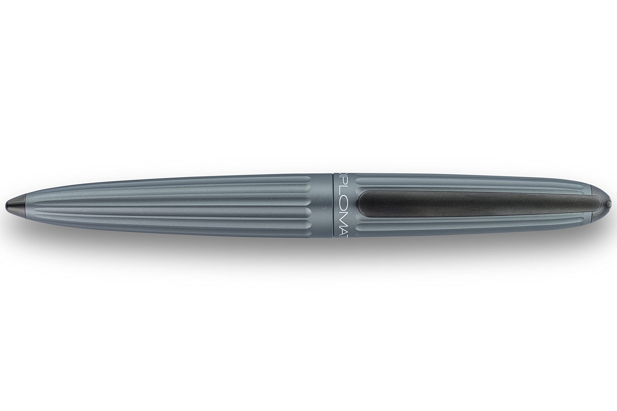 DIPLOMAT - Geschenkset Füllfederhalter Aero Stripes - Grau - 1 Füllhalter + 1 Tintenfass + 1 Lederetui - 5 Jahre Garantie