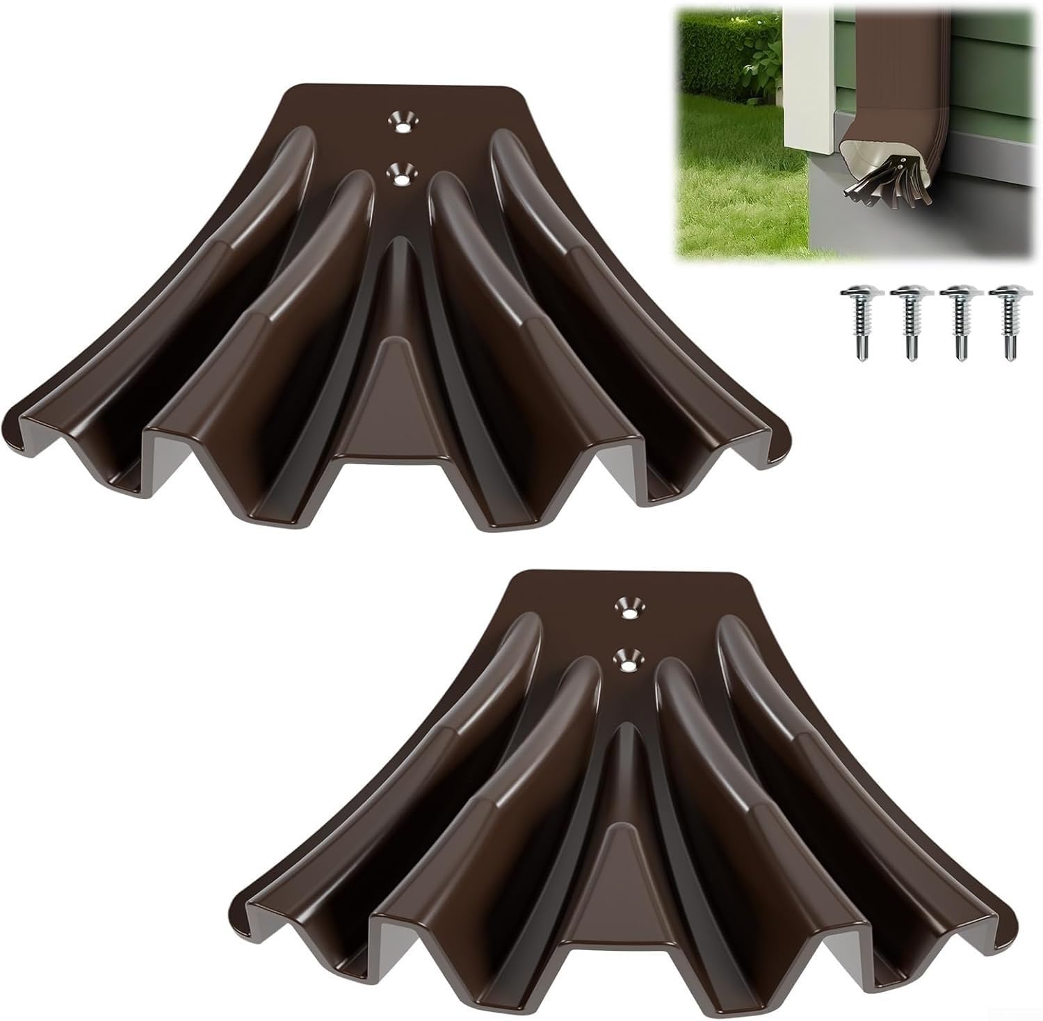 Diverter de Agua de Lluvia ABS: Desviador Canalón Jardín, UV, Instalación para fácil, Protección Cimientos, 13.5cm Negro(brown)