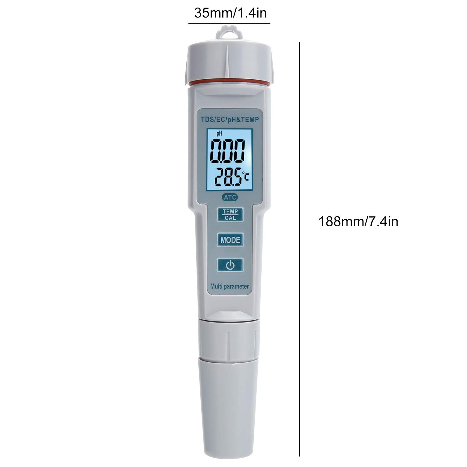 Fockety Digitaler Salzgehaltstester, digitaler Salzgehaltmesser, 4 in 1 für Teichbecken Salzwasseraquarium Meerwasser, Aquarium, Hydroponik