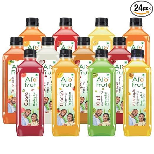 Alo Frut Assorted Pack Aloevera Juice 300ml(Pack of 24) - 1 Case | Fruit Juice Mai Aloevera Pulp | Healthy Hai Isme Aloevera Hai | Ready to Serve Drink