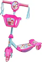 Patinete Infantil 3 Rodas com Cesta, Luz LED e Som, Tema Sereia, Rosa e Azul, Altura Ajustável, 70cm, Suporta até 35kg