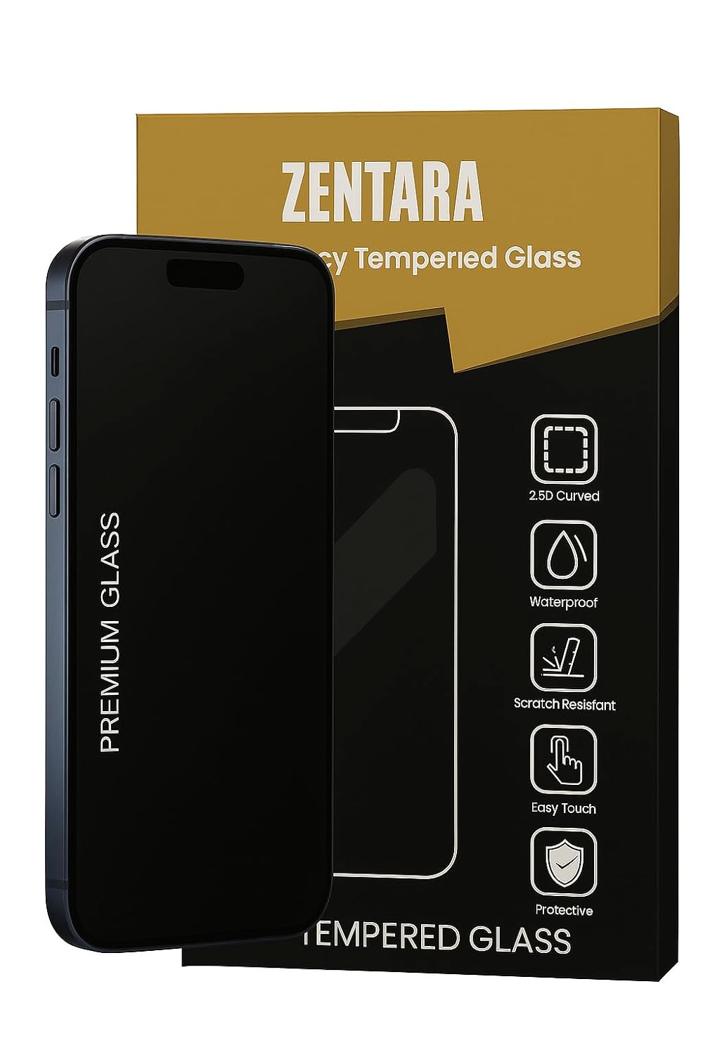 ZENTARA Privacy Tempered Glass Compatible for iPhone 15 Pro (Black) Anti-Peep, 9H Tempered Glass, Black Border with Easy Installation kit, Anti-Spy Tempered Glass Privacy Screen Protector, Pack Of 1 ZENTARA Privacy Tempered Glass Compatible for iPhone 15 Pro (Black) Anti-Peep, 9H Tempered Glass, Black Border with Easy Installation kit, Anti-Spy Tempered Glass Privacy Screen Protector, Pack Of 1