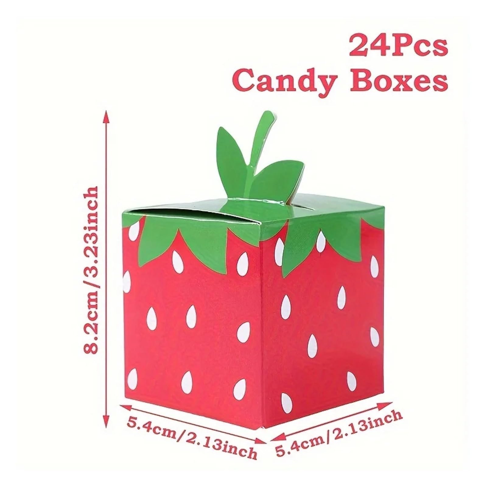 12/24PCS Sweet Fruit Strawberry Theme Paper Cookie Candy Box Gift Packing Boxes For Birthday Wedding Party Deco per Feste e Vacanze(Pink,24pcs)