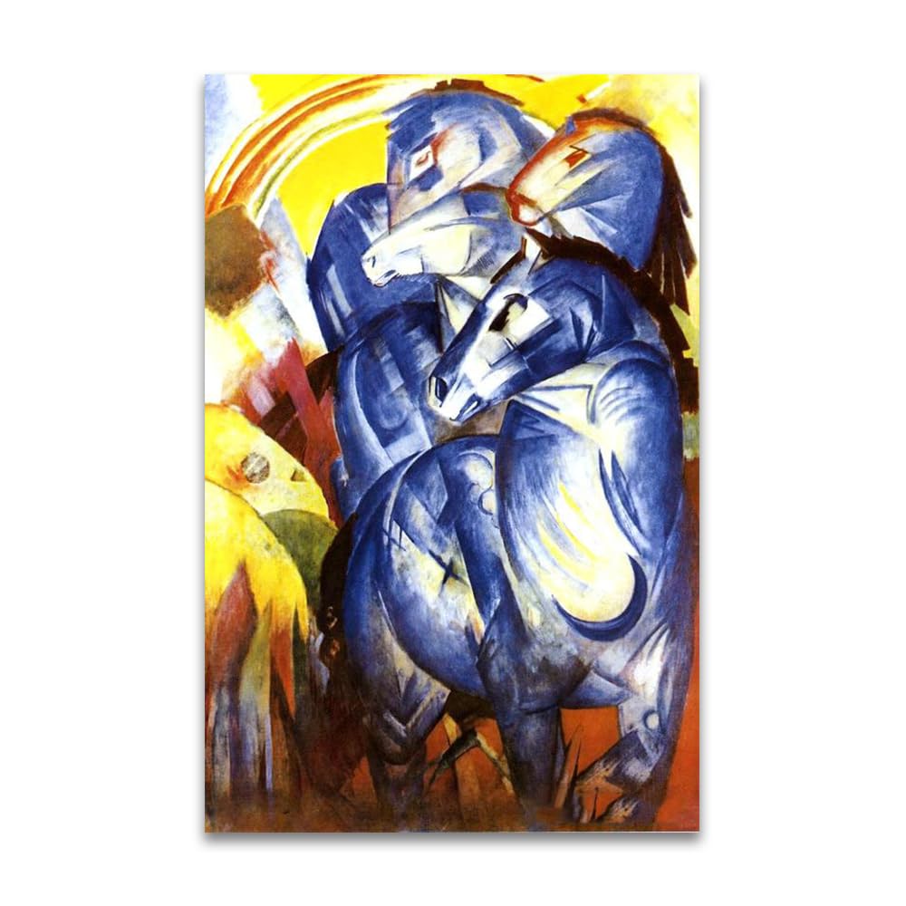 Franz Marc《Tower of Blue Horses》Famous Canvas Painting Reproductions.(70x105cm(27.6x41.4in)/Frameless)