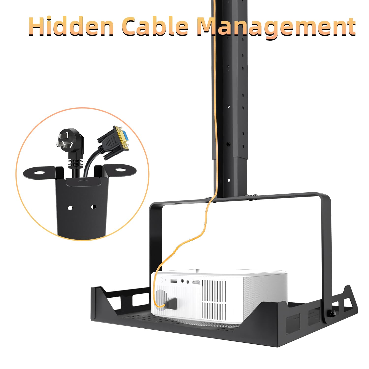 Salange Soporte de techo extensible para proyector con bandeja, estante universal 3 en 1 para proyector de techo y pared, soporte inclinable de 45 ° para hogar, oficina, escuela