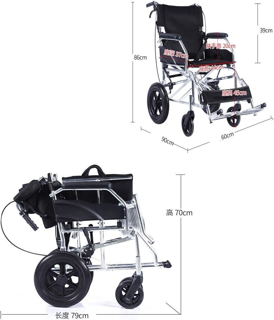 Silla de Ruedas Manual Ligera de Transporte Móvil con Inodoro con Frenos de Mano con Bloqueo