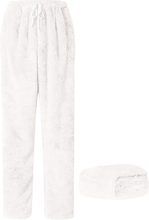 Cromoncent Mens Fuzzy Plush Pajama Pants, Fleece Fluffy Pj Pants for Men, Warm Winter Cozy Lounge Sleepwear Bottoms, XS-4XL