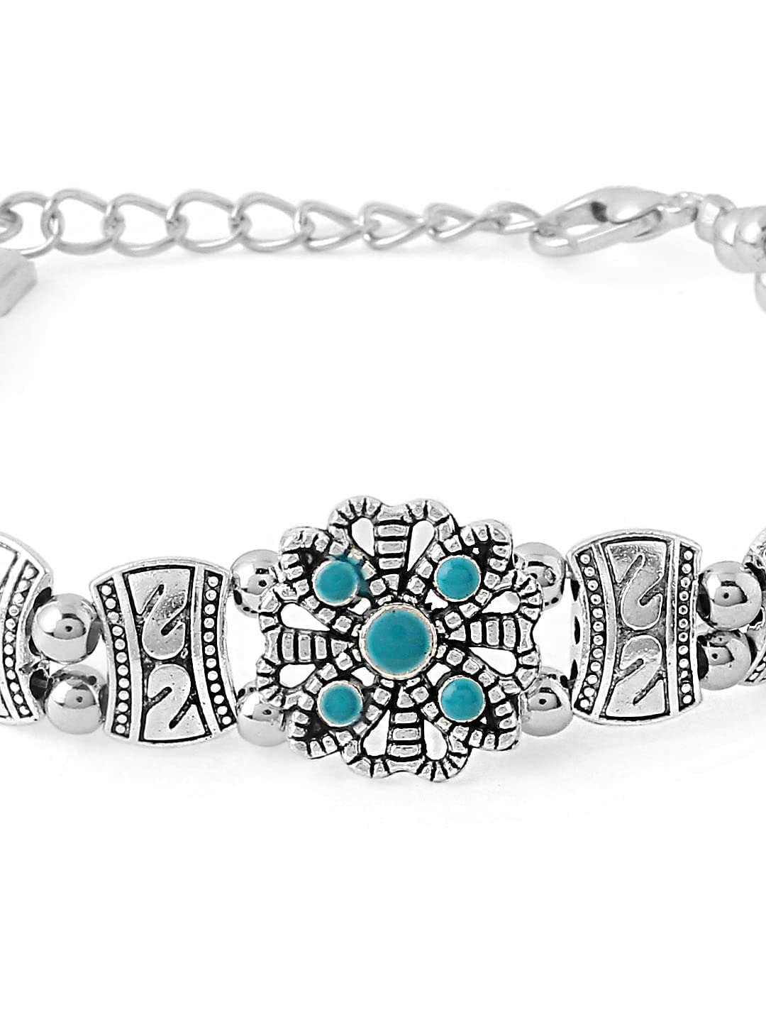 Oxidised Ethnic Charm Bracelet, Unique Design