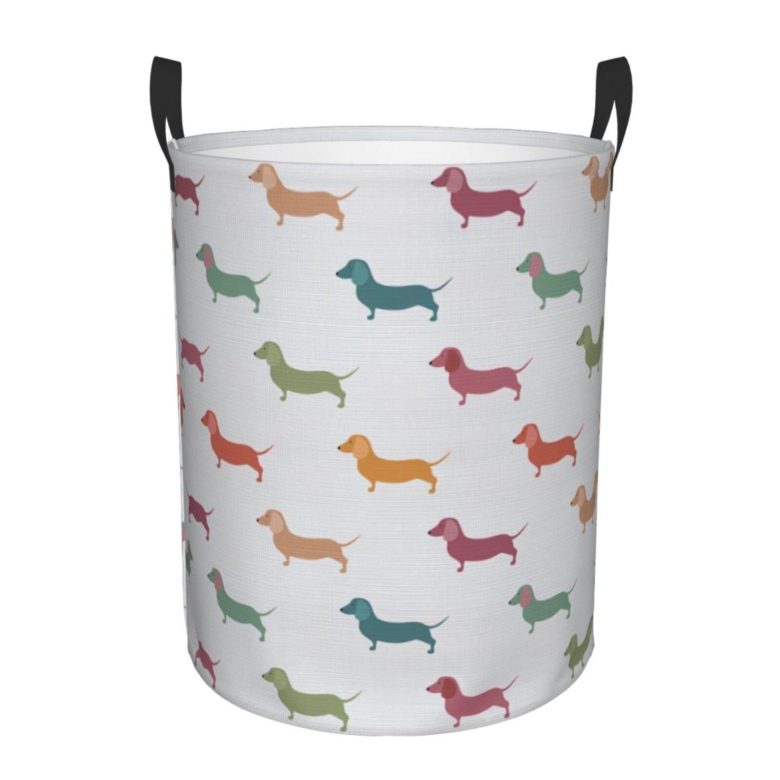 S Collapsible Round Cute Dachshound Dogs Print Laundry Hamper