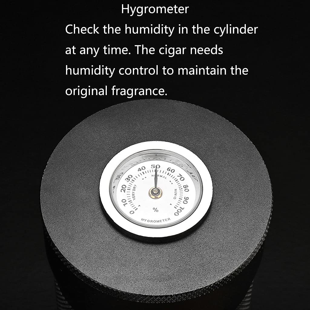 ZUMAHA Humidor Scatola Scatola per sigari in Acciaio Inossidabile, Tubo per sigari da Viaggio con Mini igrometro, portasigari per 3-4 sigari, umidificatore Leggero Portatile Personalizzato