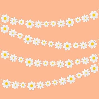 4pcs Daisy Party Banner, Cute Daisy Party Decorations Spring Daisy Groovy Boho Party Banners Daisy Flower Banners Daisy Garlands for Birthday Nursery Party Home Decor