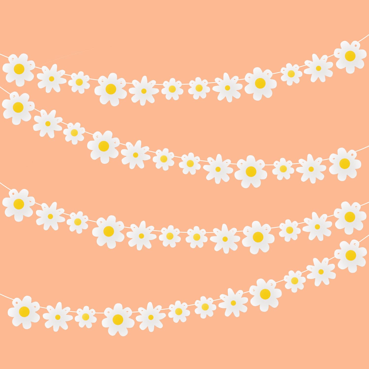 4pcs Daisy Party Banner, Cute Daisy Party Decorations Spring Daisy Groovy Boho Party Banners Daisy Flower Banners Daisy Garlands for Birthday Nursery Party Home Decor