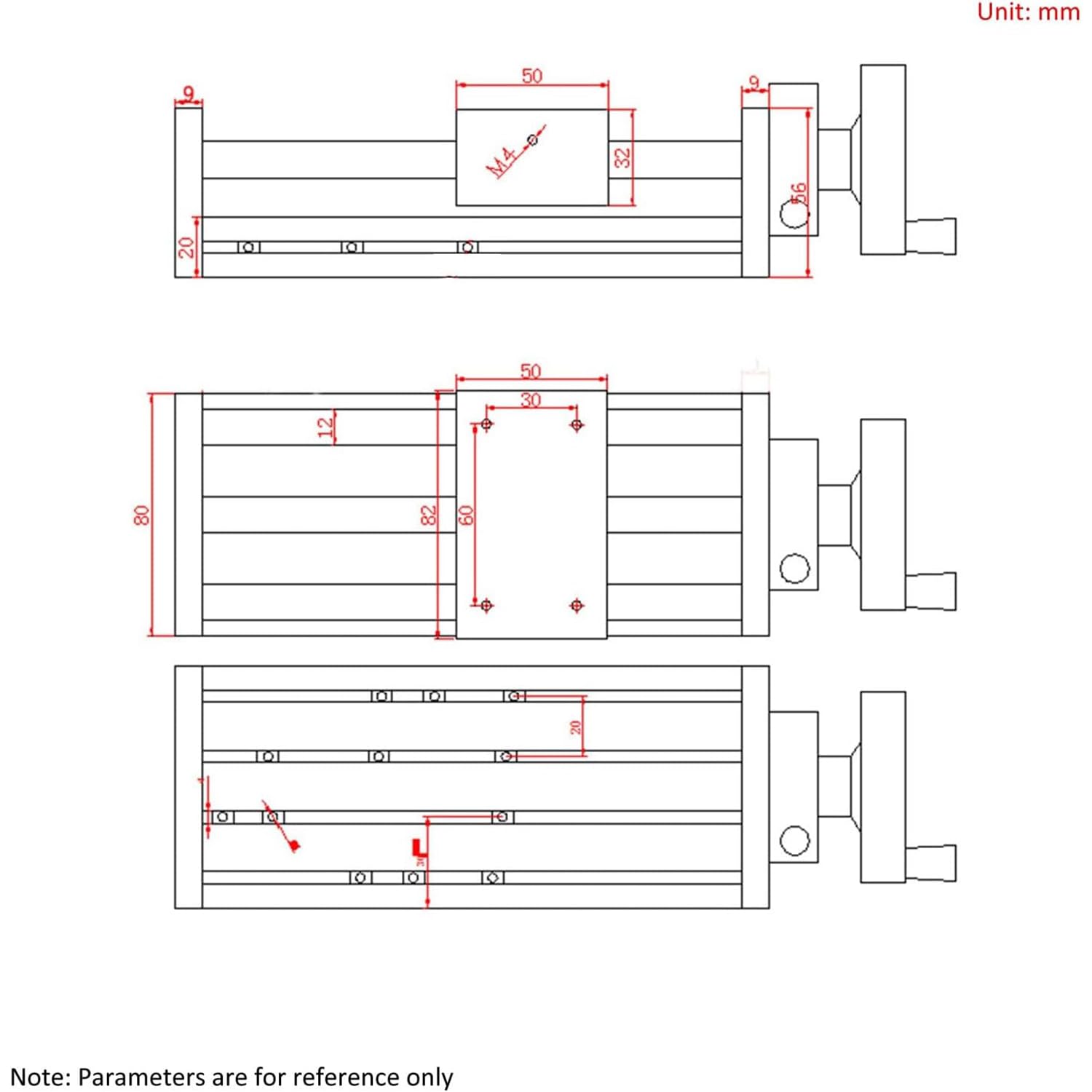 Tavolo scorrevole manuale Linear Rail 200 mm, Guida Lineare con Volantino, Piattaforma di Guida con Doppio Asse Ottico per Trasformazione Di Apparecchiature CNC