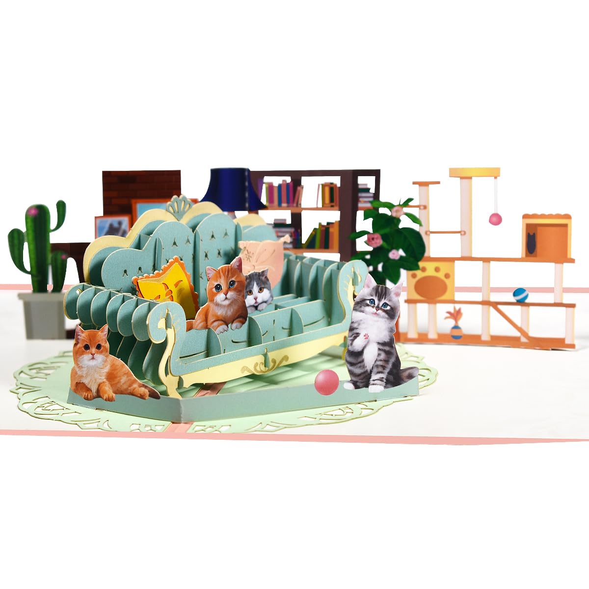 Tarjeta desplegable de gato 3D, tarjeta de cumpleaños desplegable para el día de la madre/padre, tarjeta de regalo de cumpleaños, tarjetas de San Valentín con sobre y nota en blanco.