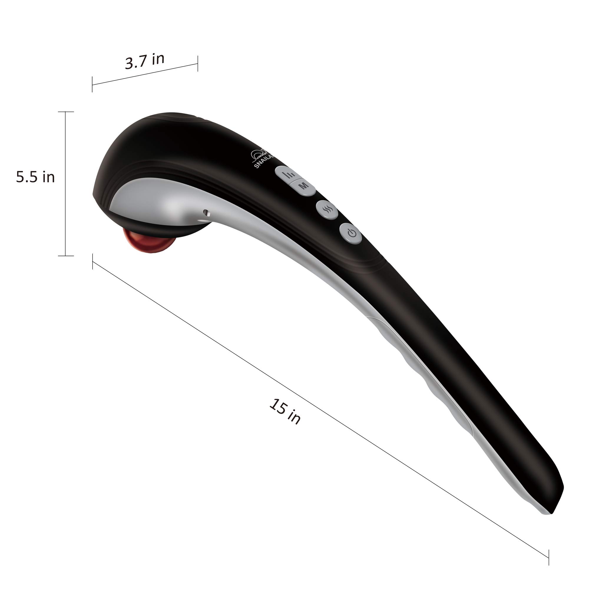 Snailax kabelloses Massagegerät, Perkussion Handmassagegerät mit Wärmefunktion und austauschbare Knoten, Wiederaufladbar mit einstellbare Intensität, Tiefenmassagegerät für Nacken, Rücken, Geschenk