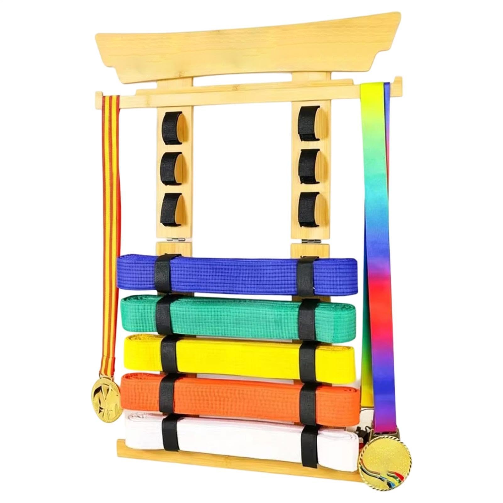 Soporte para Cinturones Artes Marciales Vitrina Madera para Organizar 8