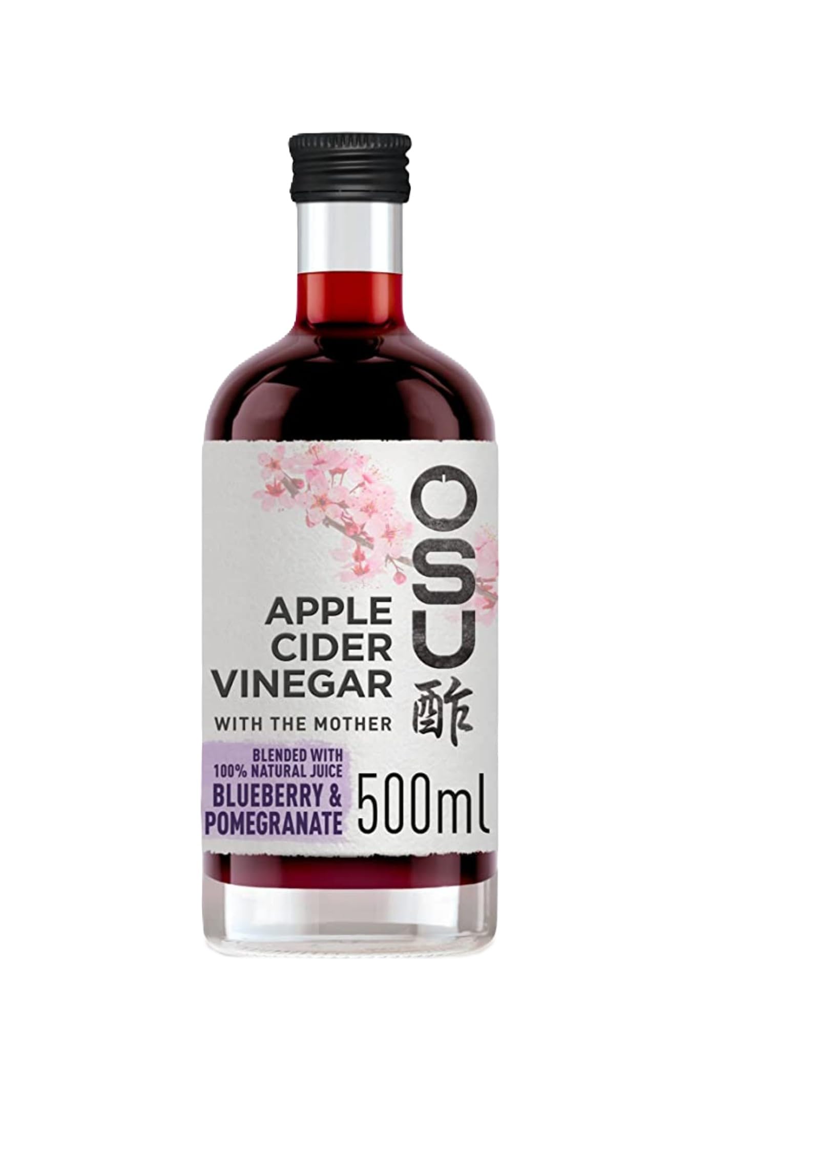 OSU Apple Cider Vinegar, A Blend of Blueberry and Pomegranate. Vegan Friendly & Gluten Free, 6 x 500ml Bottles