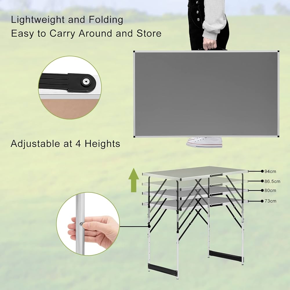 WOLTU Folding Camping Table Outdoor Picnic Table With Storage Bag Adjustable Height Lightweight Garden Picnic Barbecue Desk